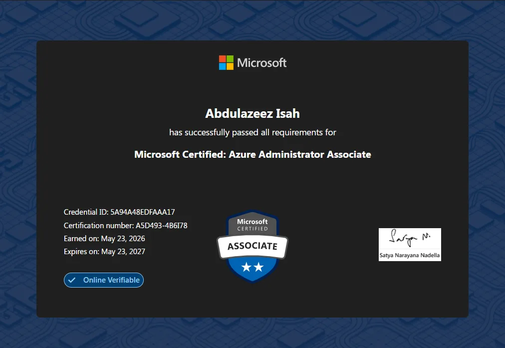 Microsoft Certified: Azure Administrator Associate