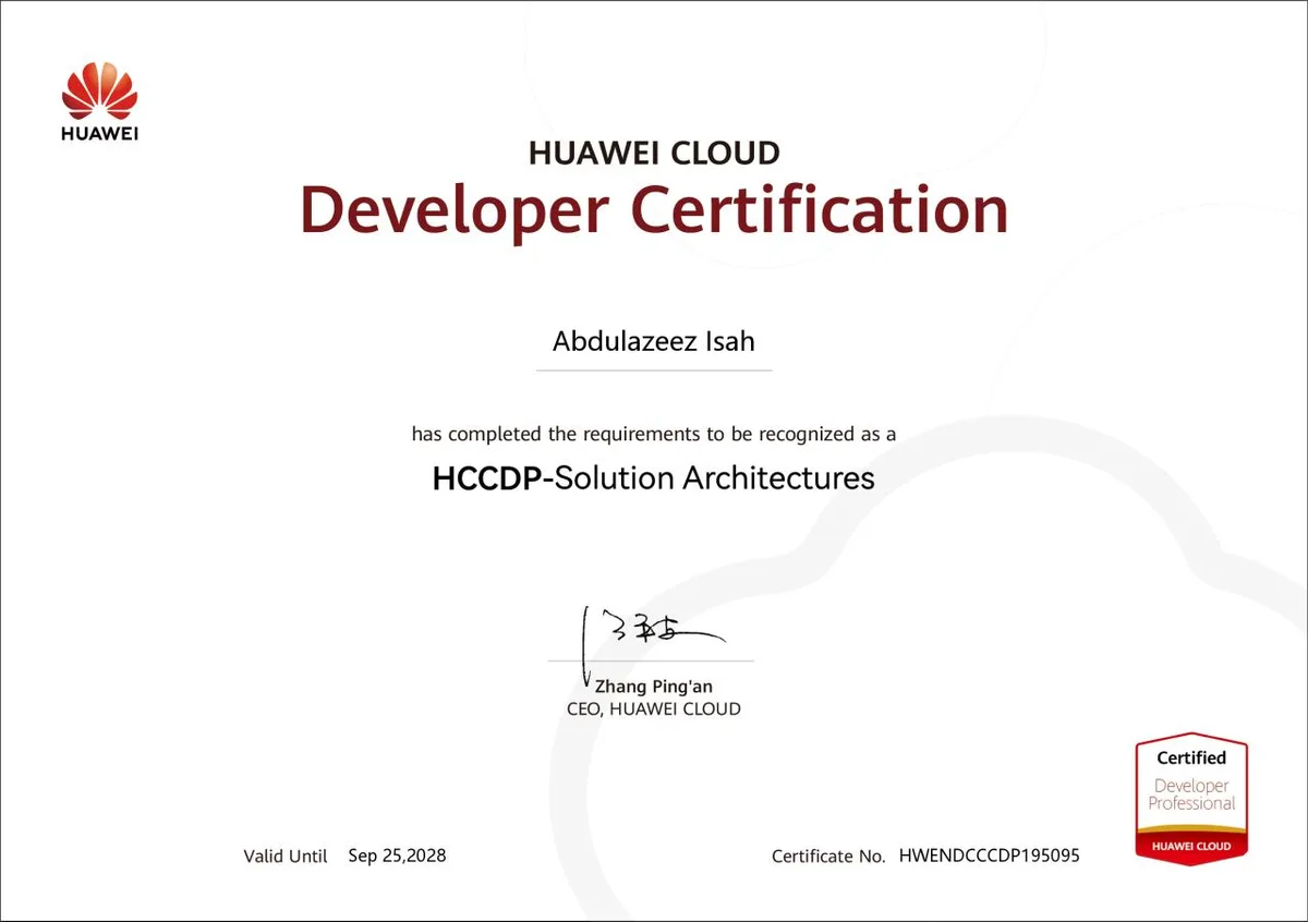 Huawei Cloud Certified Developer Professional - Solutions Architectures